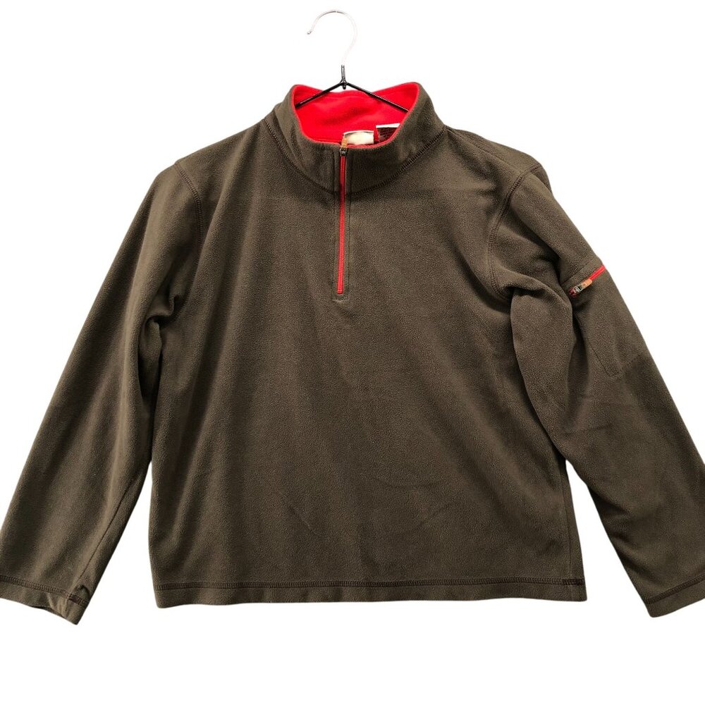 L.L. Bean Kids 10-12 (M) 1/4 Zip Fleece Pullover Brown Lightweight